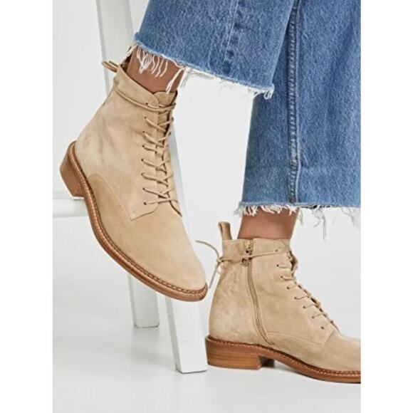 Vince Cabria Suede Lace-Up/Zip Ankle Women Boot Size 10 M Made in Italy - Picture 1 of 6